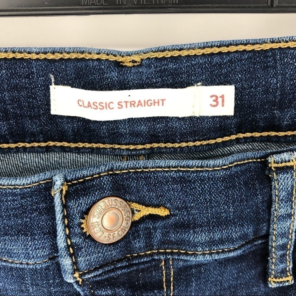 Levi’s Classic Straight Jeans Pants Blue Denim Stretch Modern Size 31 Short - Picture 6 of 13